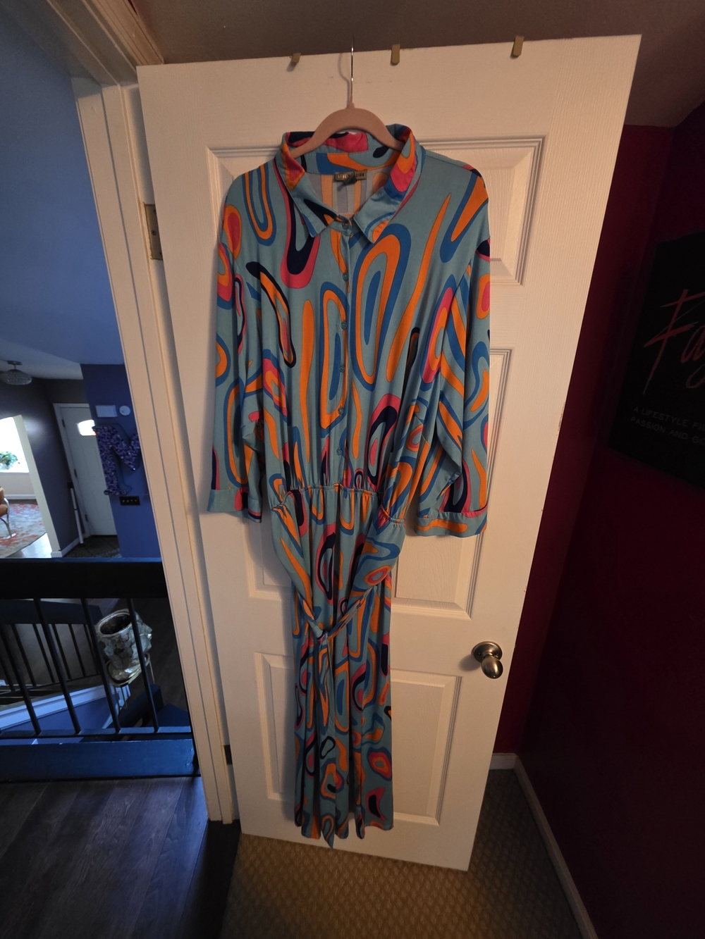 Love By Design Blue Multicolor Abstract Print Jumpsuit